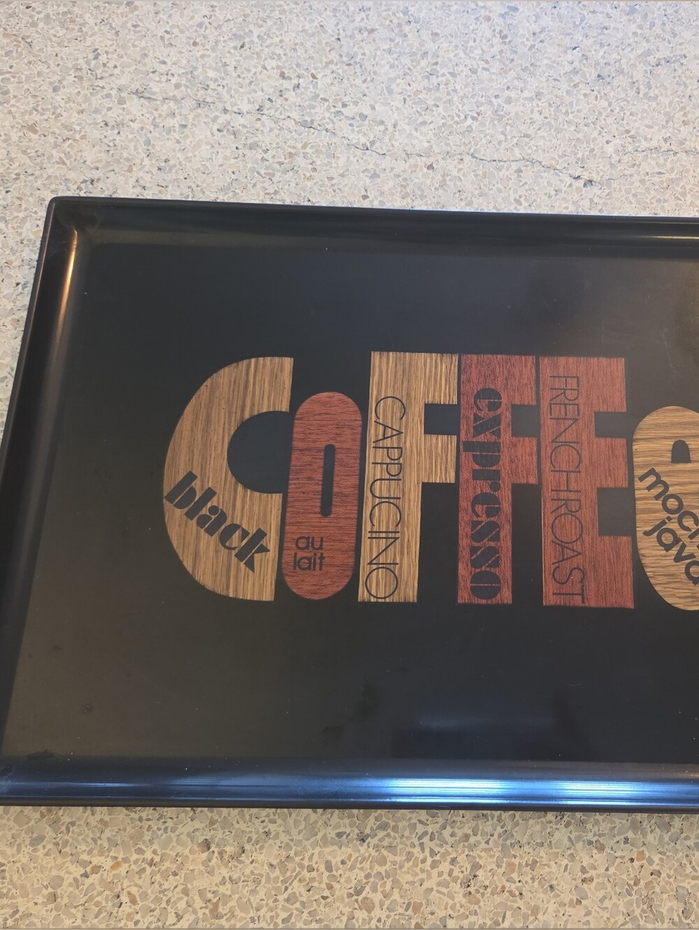 Vintage MCM 1960s Couroc Tray Coffee Black Wood Inlay Large 18 In X 12.5 In